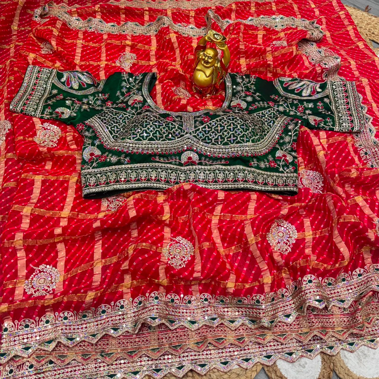 Panetar Chiffon Embroidered Saree Set
