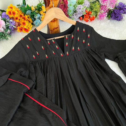 Winter Season Special Black Chanderi Gown