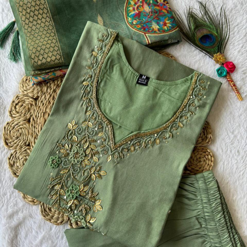 Latest Handwork Roman Silk Kurti Set