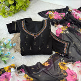 Roman Silk Hand Work Designer Gown