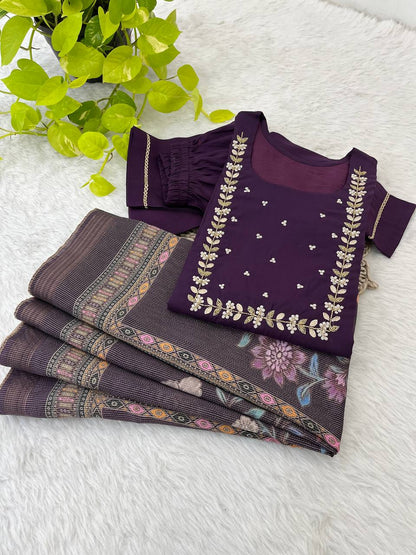 Roman Silk Hand Work Kurti Pent Set