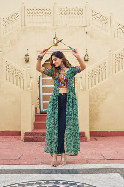 Navratri Special Faux Georgette Bandhni Print Work Kurti