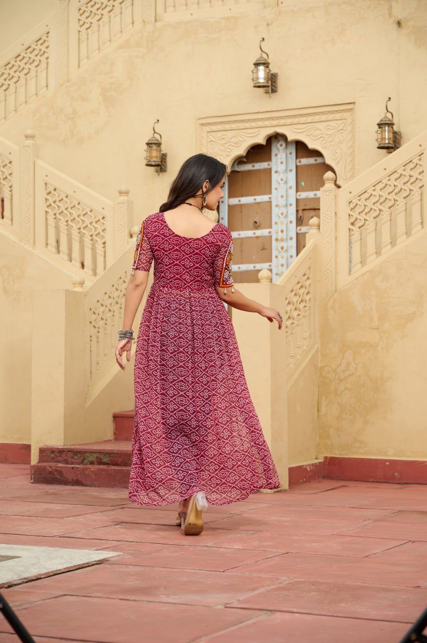 Navratri Special Faux Georgette Bandhni Print Work Kurti