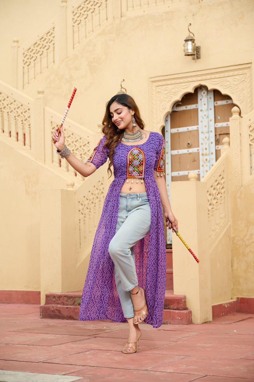 Navratri Special Faux Georgette Bandhni Print Work Kurti