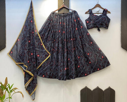 Special Printed Georgette Print Work Lehenga