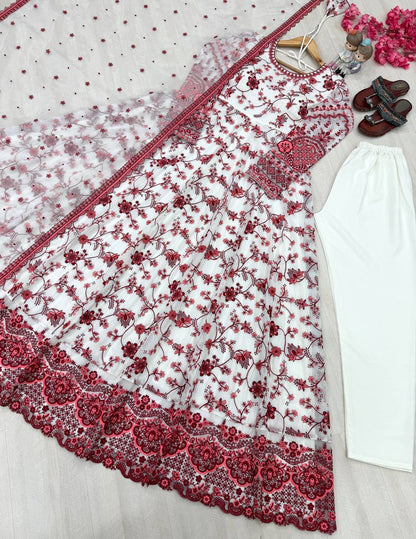 Beautiful Soft Rich Organza Silk & Heavy Embroidery Work Gown Set