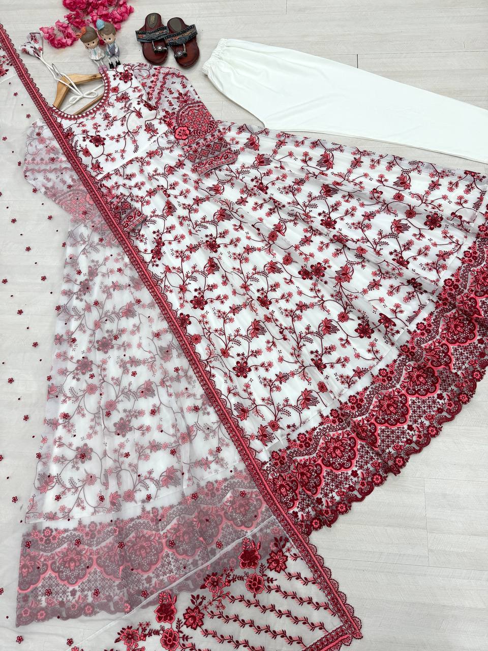 Beautiful Soft Rich Organza Silk & Heavy Embroidery Work Gown Set