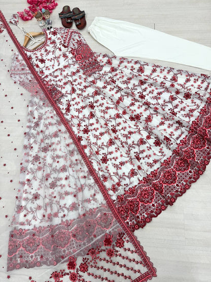 Beautiful Soft Rich Organza Silk & Heavy Embroidery Work Gown Set
