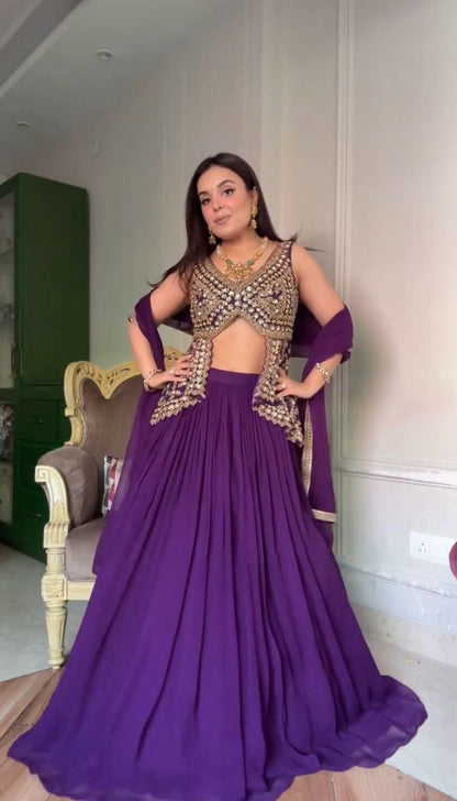 Fency Fox Georgette Micro Inner With Semi Stitch Lehenga