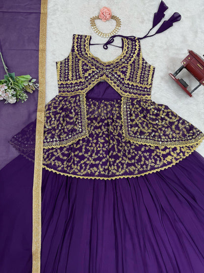 Fency Fox Georgette Micro Inner With Semi Stitch Lehenga