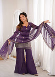 Crunchy Silk Embroidered Bell Bottom Suit Set