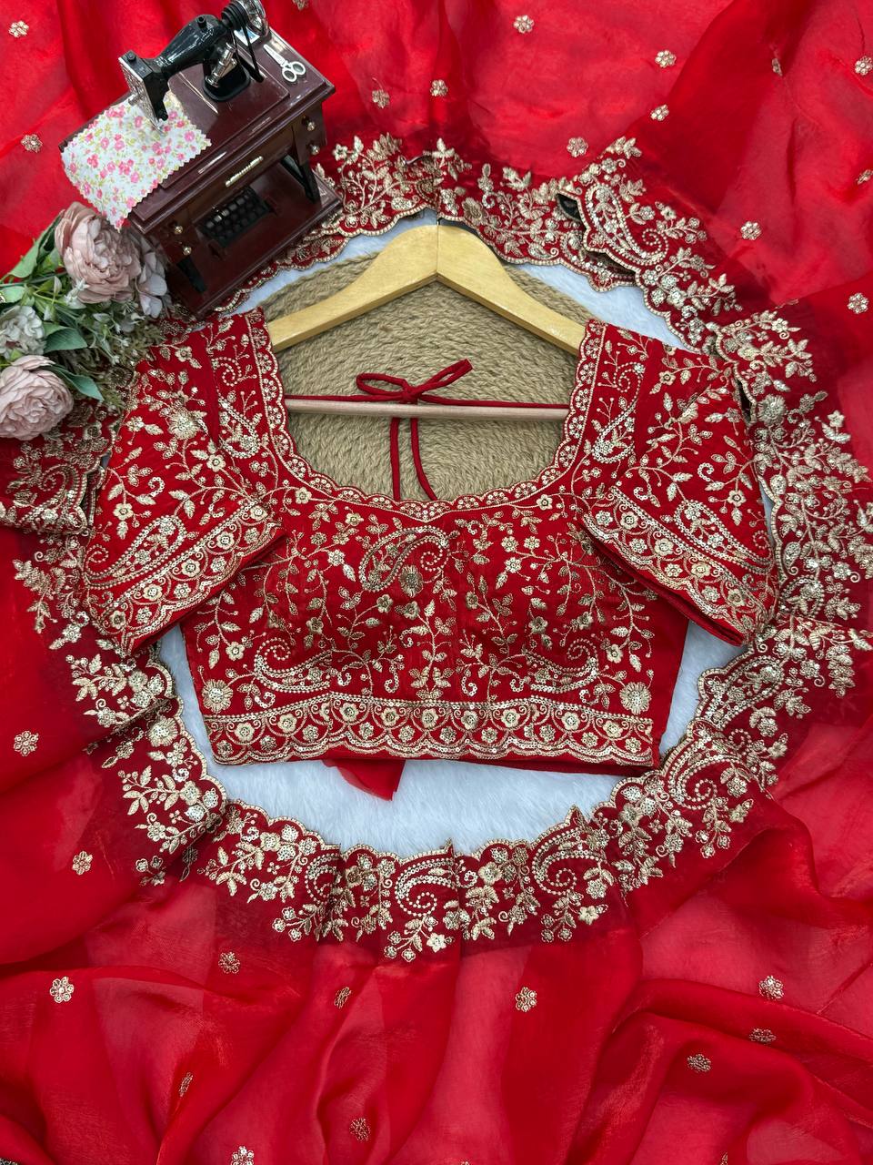 Heavy Fendy Silk Thread Sequins Embroidery Work Saree