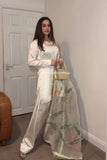 White Color Micro Cotton Japan Silk Top Plazzo