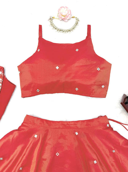 Red Color Simmer Silk With Thread With Sequience Work Lehenga Choli With Koti