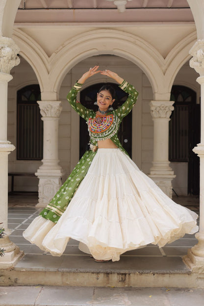 Kora Cotton Navratri Special Plain Work Lehenga