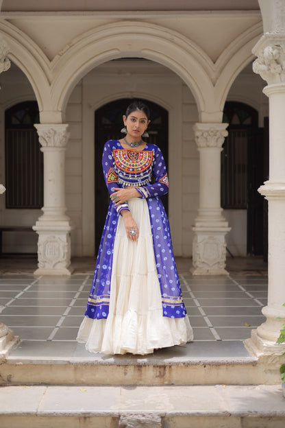 Kora Cotton Navratri Special Plain Work Lehenga
