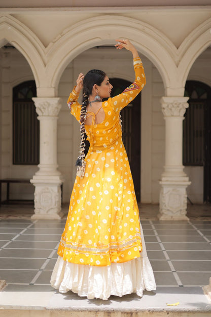 Kora Cotton Navratri Special Plain Work Lehenga