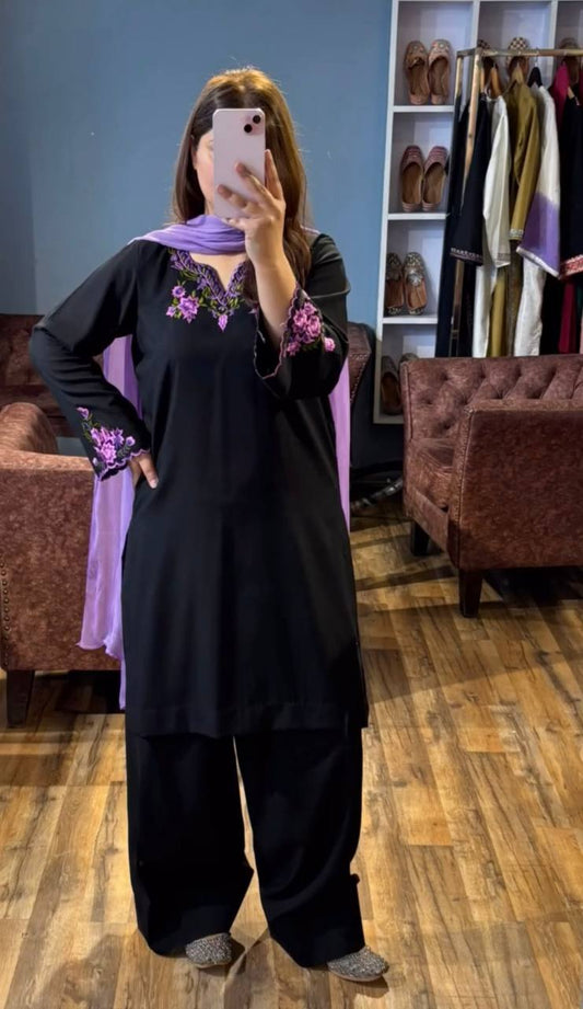 Riyon Silk With Embroidery Work Top And Farshi Plazzo