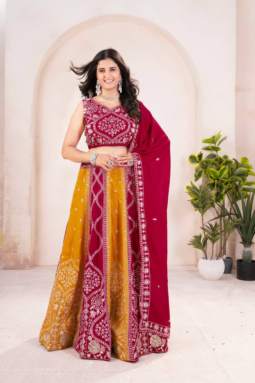 New Desigh vichitra Silk With Embroidery Work Lehenga