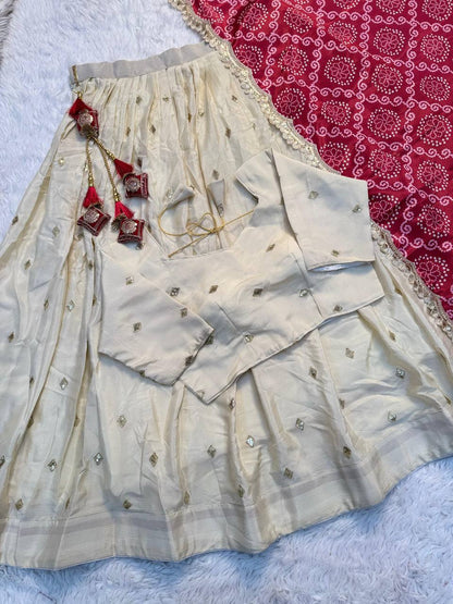 Soft Chinon Silk With Flower Embroidery Design Work Lehenga