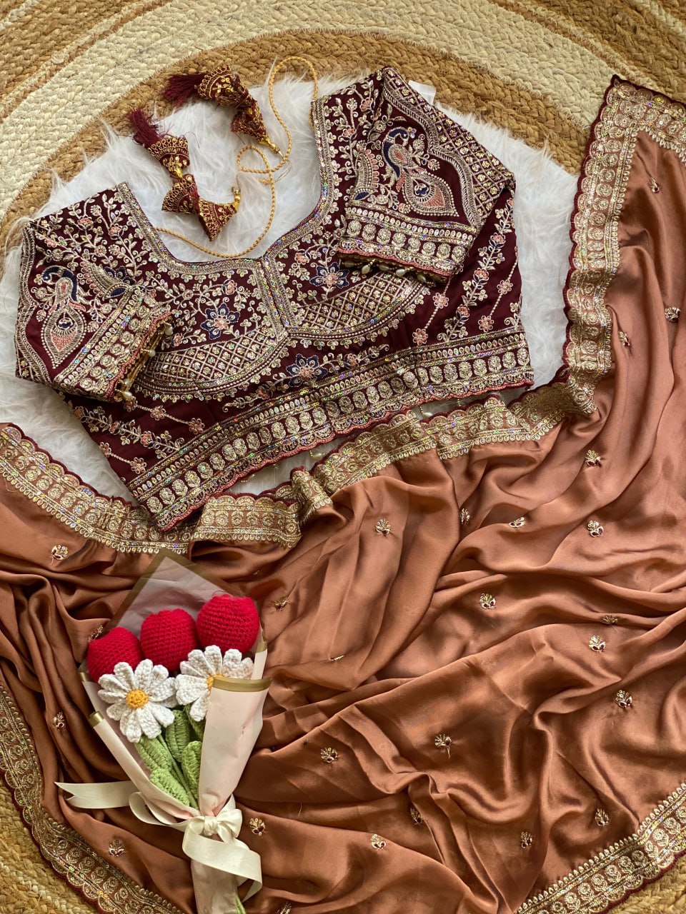 Beautiful Soft Rangoli Silk With Sequins Jari & thread Embroidery Work Saree