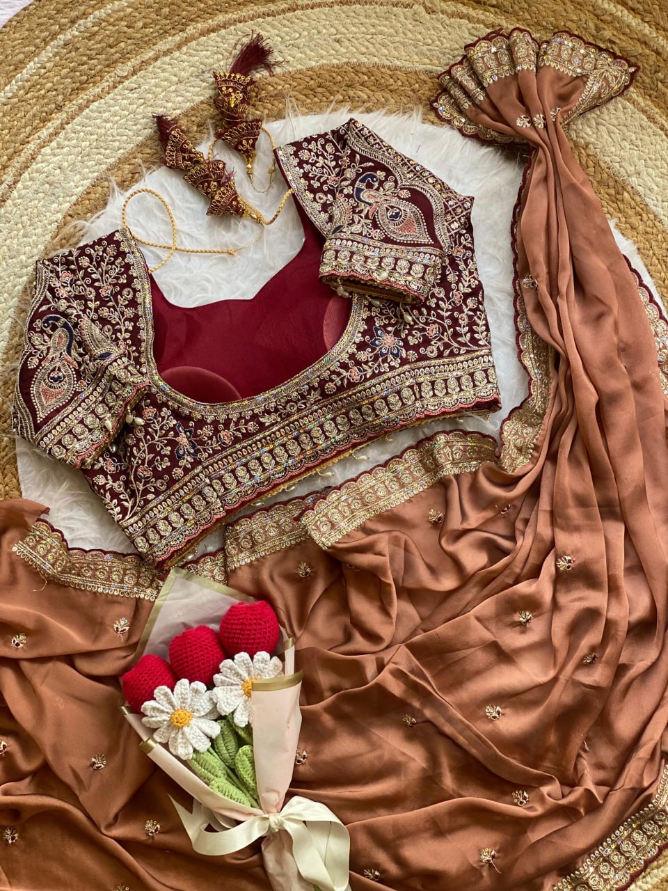 Beautiful Soft Rangoli Silk With Sequins Jari & thread Embroidery Work Saree