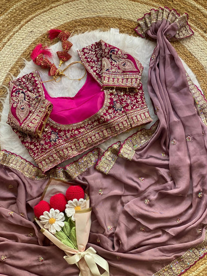 Beautiful Soft Rangoli Silk With Sequins Jari & thread Embroidery Work Saree