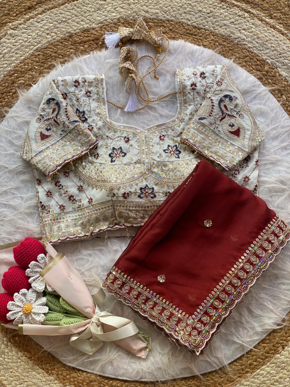 Beautiful Soft Rangoli Silk With Sequins Jari & thread Embroidery Work Saree