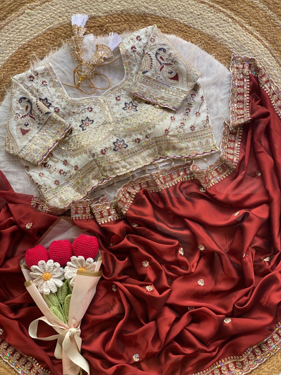 Beautiful Soft Rangoli Silk With Sequins Jari & thread Embroidery Work Saree