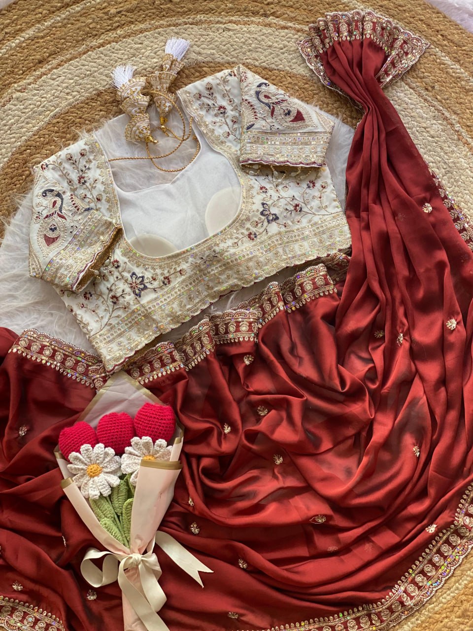 Beautiful Soft Rangoli Silk With Sequins Jari & thread Embroidery Work Saree