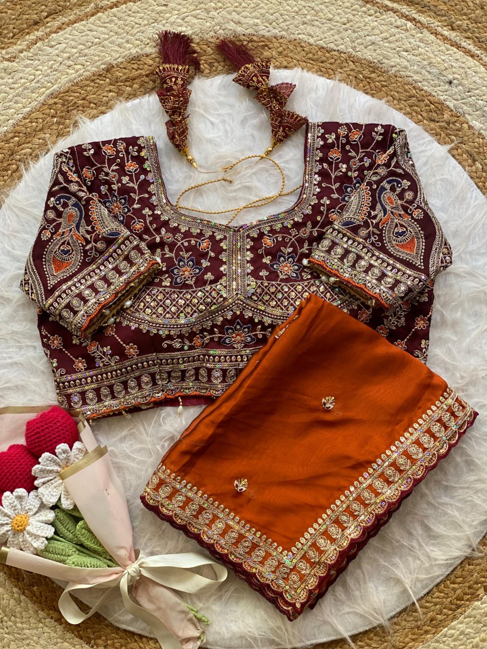 Beautiful Soft Rangoli Silk With Sequins Jari & thread Embroidery Work Saree