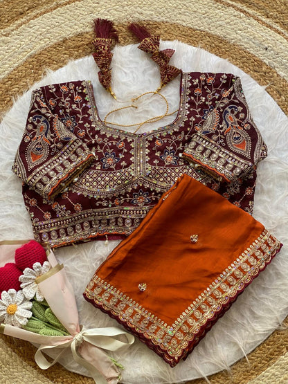 Beautiful Soft Rangoli Silk With Sequins Jari & thread Embroidery Work Saree