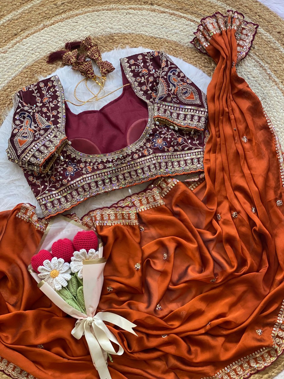 Beautiful Soft Rangoli Silk With Sequins Jari & thread Embroidery Work Saree