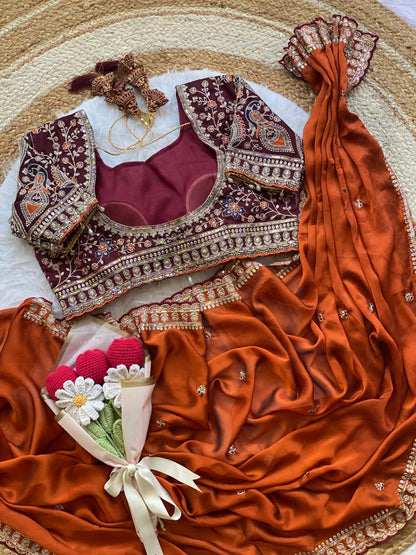 Beautiful Soft Rangoli Silk With Sequins Jari & thread Embroidery Work Saree