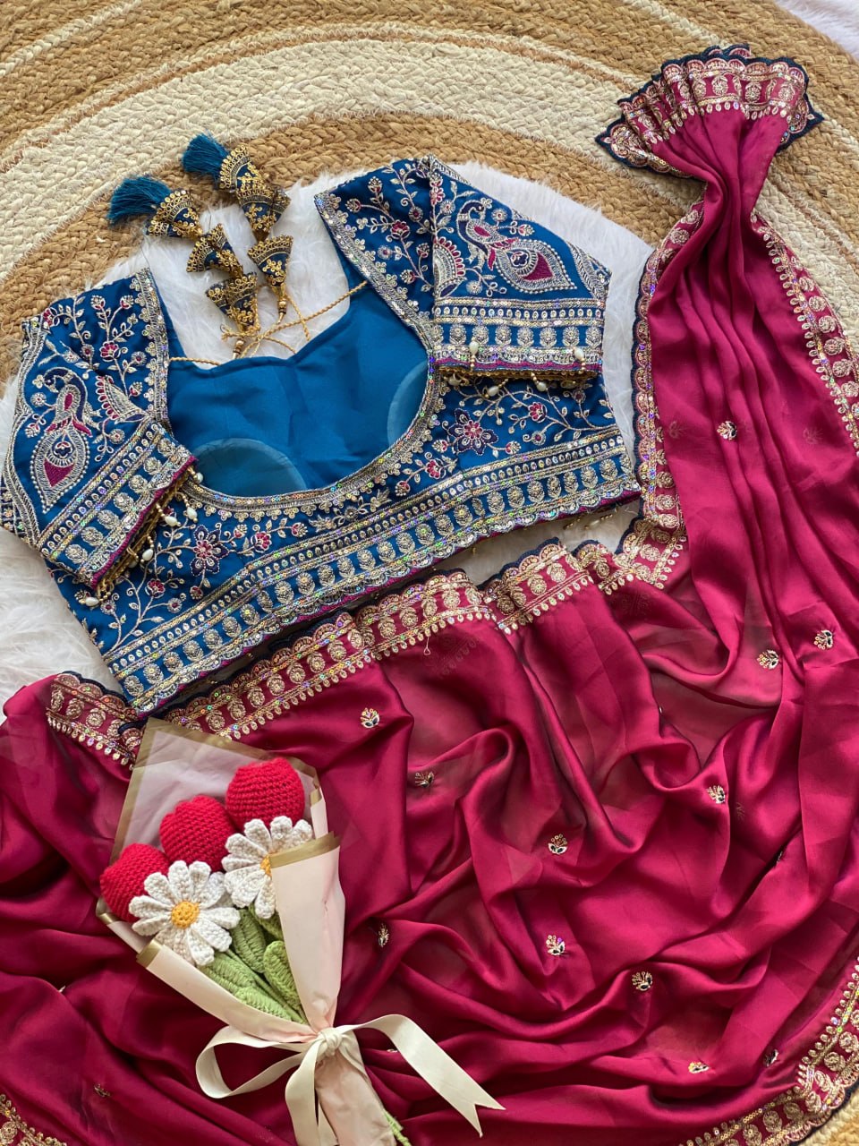 Beautiful Soft Rangoli Silk With Sequins Jari & thread Embroidery Work Saree
