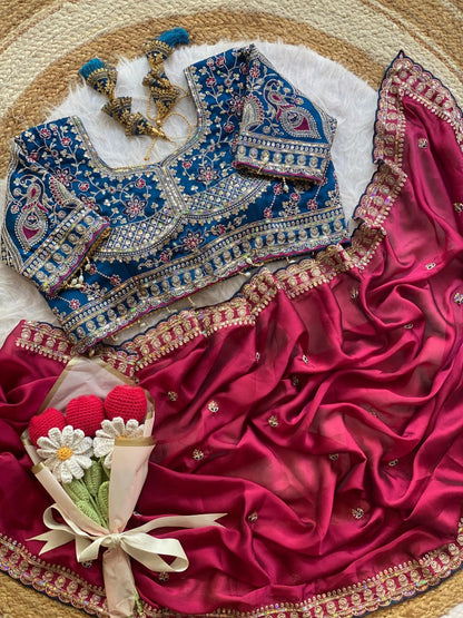 Beautiful Soft Rangoli Silk With Sequins Jari & thread Embroidery Work Saree