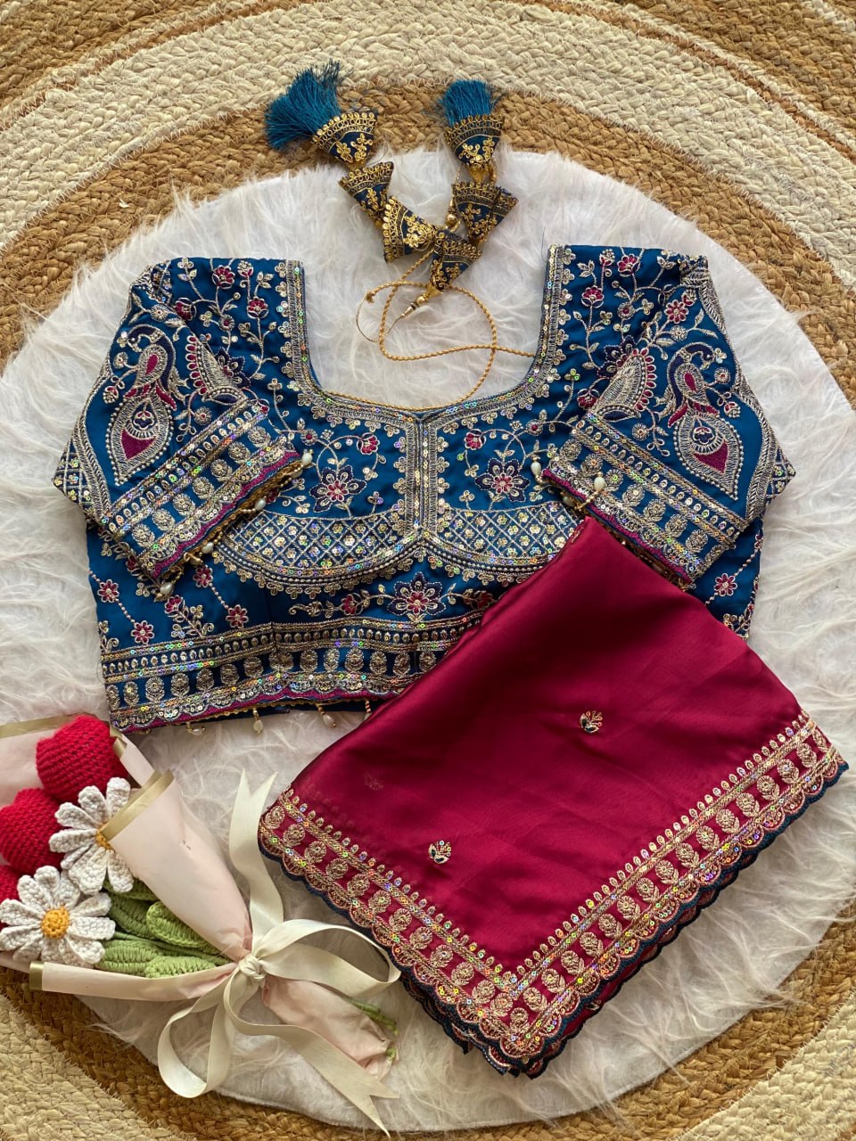 Beautiful Soft Rangoli Silk With Sequins Jari & thread Embroidery Work Saree