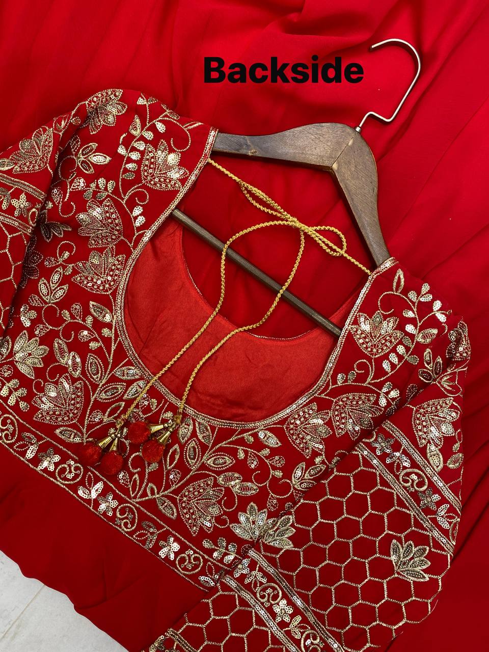 Red Color Georgette Sequience Embroidey Work Top Plazzo