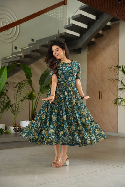 SUMMER SPECIAL ONE PIECE PRINTED GOWN WITH 12 MTR HUGE FLAIR