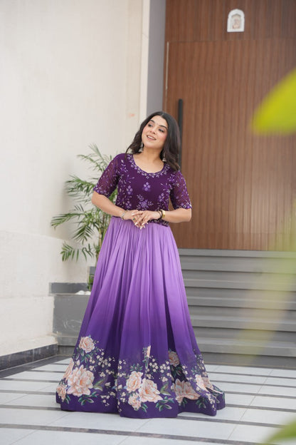 DRESS BAZZAR FAUX BLOOMING BEADS EMBROIDERED GOWN