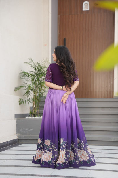 DRESS BAZZAR FAUX BLOOMING BEADS EMBROIDERED GOWN