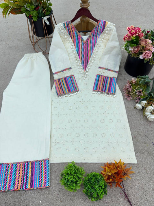 Pure Khadi Cottan With  Thread Work Top