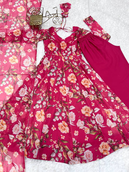 Heavy Soft Pure Organza Silk Anarkali Gown
