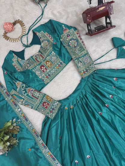 Natural Crep Silk With Thread And Sequence Work Lehenga Choli
