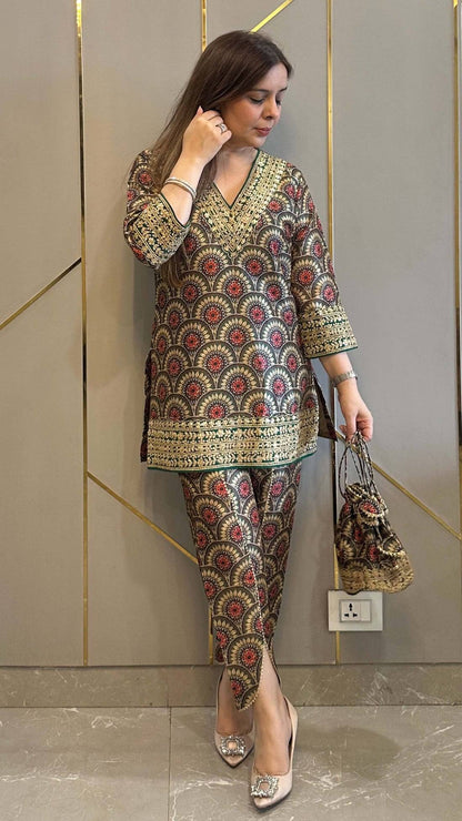 Pure Mul Cotton With Embroidry Work Top Pent
