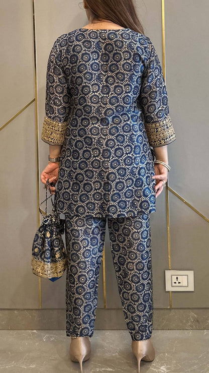 Pure Mul Cotton With Embroidry Work Top Pent
