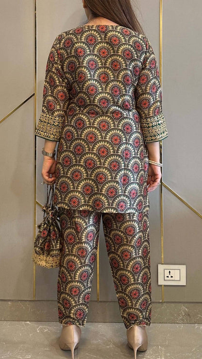 Pure Mul Cotton With Embroidry Work Top Pent