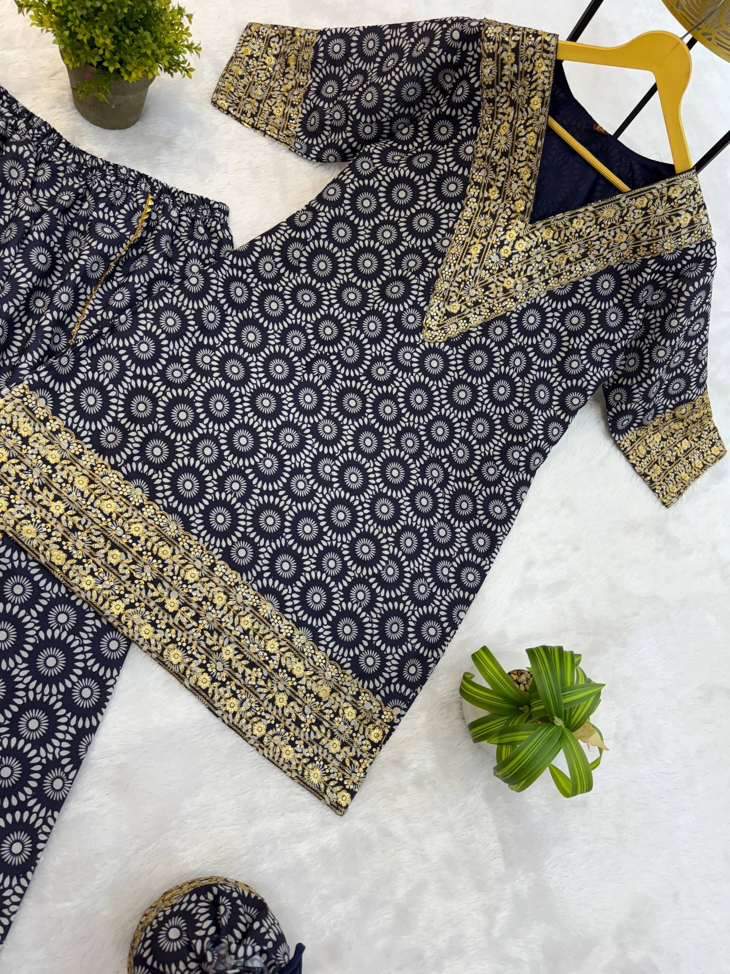 Pure Mul Cotton With Embroidry Work Top Pent