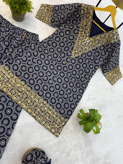 Pure Mul Cotton With Embroidry Work Top Pent