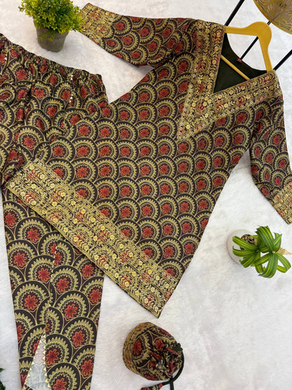 Pure Mul Cotton With Embroidry Work Top Pent
